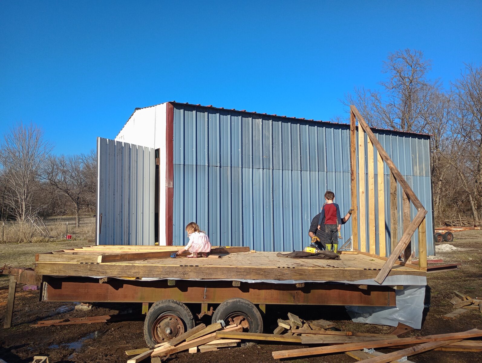 A-frame wall panels going up